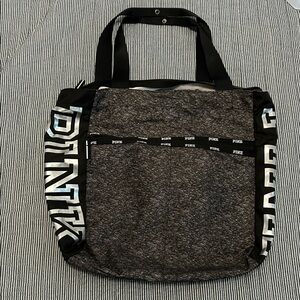 PINK Victoria's Secret Black and Gray Duffel Bag